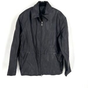 Danier Men's Leather Bomber Jacket black Soft size M 36-38 Broken In‎ preppy